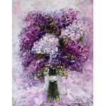 Casa si Gradina - Decoratiuni - Tablouri - Tablou canvas Flori, liliac, mov, pictura, buchet2, 90 x 60 cm - Infinity.ro