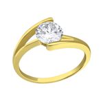 Fashion, accesorii si bijuterii - Femei - Bijuterii femei - Inele femei - Inel argint placat cu aur 18K, solitaire cu cristale Zirconiu, marimea 57, A4S38315 - Infinity.ro
