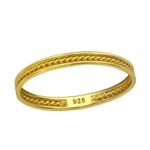Fashion, accesorii si bijuterii - Femei - Bijuterii femei - Inele femei - Inel argint placat cu aur 18K, franghie, marimea 52, BV39168 - Infinity.ro