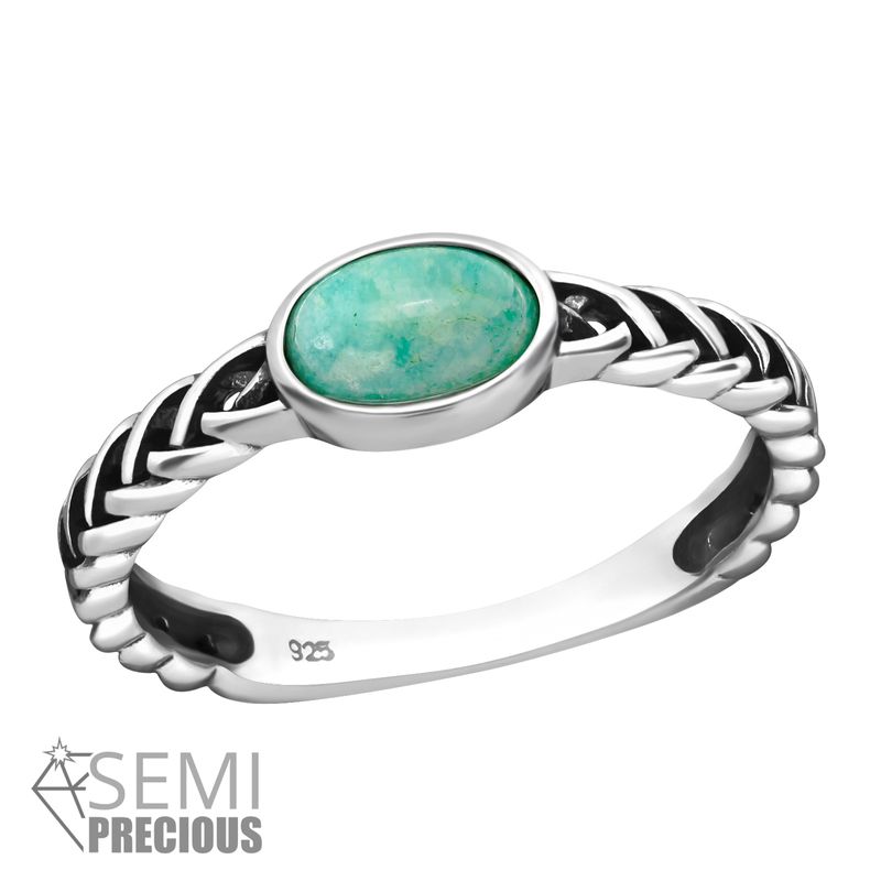 Fashion, accesorii si bijuterii - Femei - Bijuterii femei - Inele femei - Inel argint, oval cu piatra din Zirconiu, Green Turquoise, marimea 55, A4S39248 - Infinity.ro