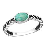 Fashion, accesorii si bijuterii - Femei - Bijuterii femei - Inele femei - Inel argint, oval cu piatra din Zirconiu, Green Turquoise, marimea 52, A4S39248 - Infinity.ro