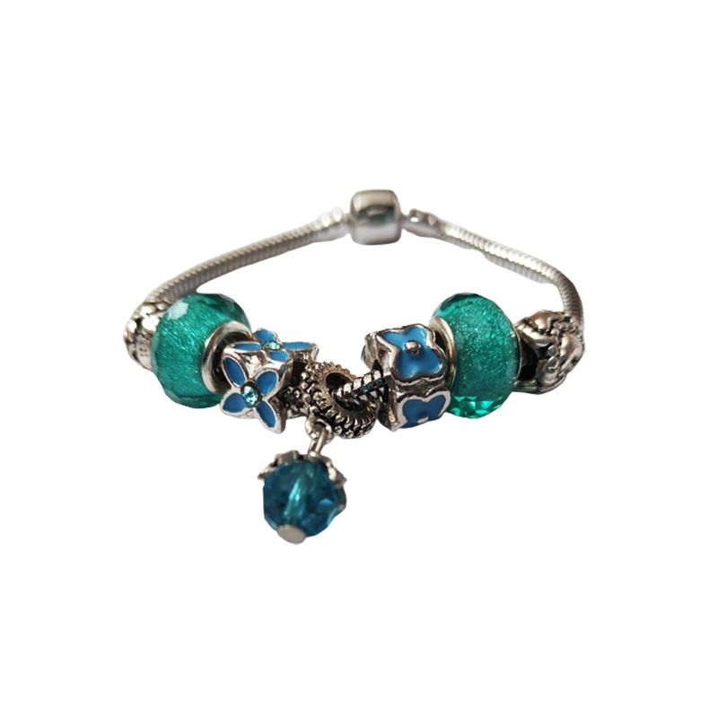 Fashion, accesorii si bijuterii - Femei - Bijuterii femei - Bratari femei - Bratara fantezie, cu talismane turcoaz, Diamant, A4B29 - Infinity.ro
