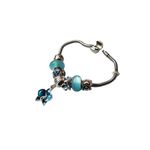 Fashion, accesorii si bijuterii - Femei - Bijuterii femei - Bratari femei - Bratara fantezie, cu talismane albastre, flori, A4B30 - Infinity.ro