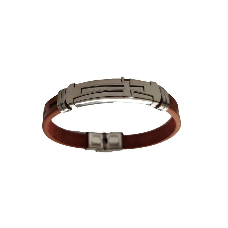 Fashion, accesorii si bijuterii - Femei - Bijuterii femei - Bratari femei - Bratara din piele ecologica, Cruce, inox, A4B102 - Infinity.ro