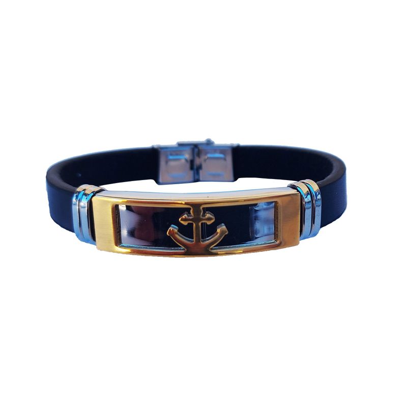 Fashion, accesorii si bijuterii - Femei - Bijuterii femei - Bratari femei - Bratara din piele ecologica, inox, ancora, A4B40 - Infinity.ro