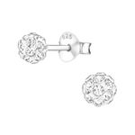 Fashion, accesorii si bijuterii - Femei - Bijuterii femei - Cercei femei - Cercei argint, in forma de minge cu cristale White, BV39278-12 - Infinity.ro