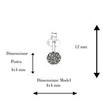 Fashion, accesorii si bijuterii - Femei - Bijuterii femei - Cercei femei - Cercei argint, in forma de minge cu cristale Black diamond, BV39278-4 - Infinity.ro