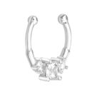 Fashion, accesorii si bijuterii - Femei - Bijuterii femei - Cercei femei - Piercing nas din argint, Geometric cu cristale Zircon, White, A4S39433 - Infinity.ro