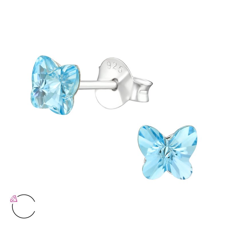 Fashion, accesorii si bijuterii - Femei - Bijuterii femei - Cercei femei - Cercei argint, fluture cu cristale Swarovski Akvamarin, A4S38399 - Infinity.ro