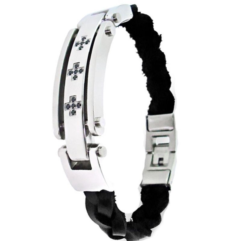 Fashion, accesorii si bijuterii - Barbati - Bijuterii barbati - Bratari barbati - Bratara din otel inoxidabil, Grad chirurgical 316L, Cross, A4S1892 - Infinity.ro