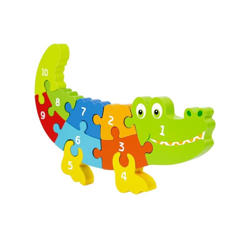 Jucarii, Copii si Bebe - Jucarii si jocuri - Jocuri si puzzle - Puzzle - Puzzle din lemn in forma de crocodil, 10 piese, AK42 - Infinity.ro