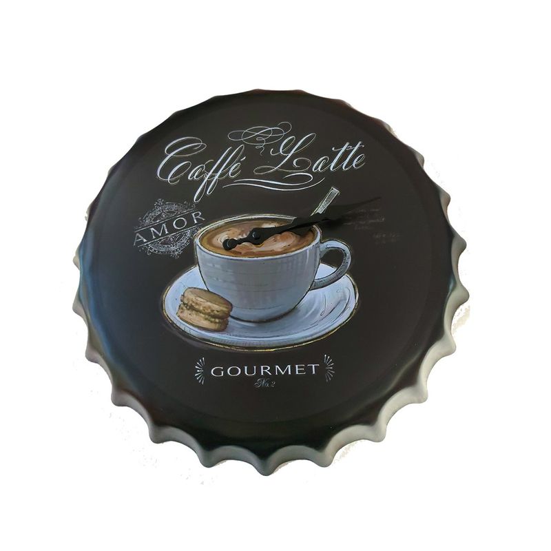 Casa si Gradina - Decoratiuni - Ceasuri - Ceas de perete in forma de capac de bere, coffe latte, metal, 40 cm, 540925X - Infinity.ro