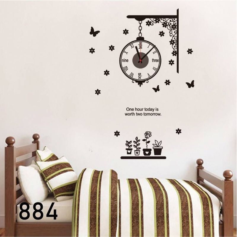 Casa si Gradina - Decoratiuni - Tapet - Ceas decorativ de perete, Vintage, Ceas cu Autocolant, 40 cm, CD884 - Infinity.ro