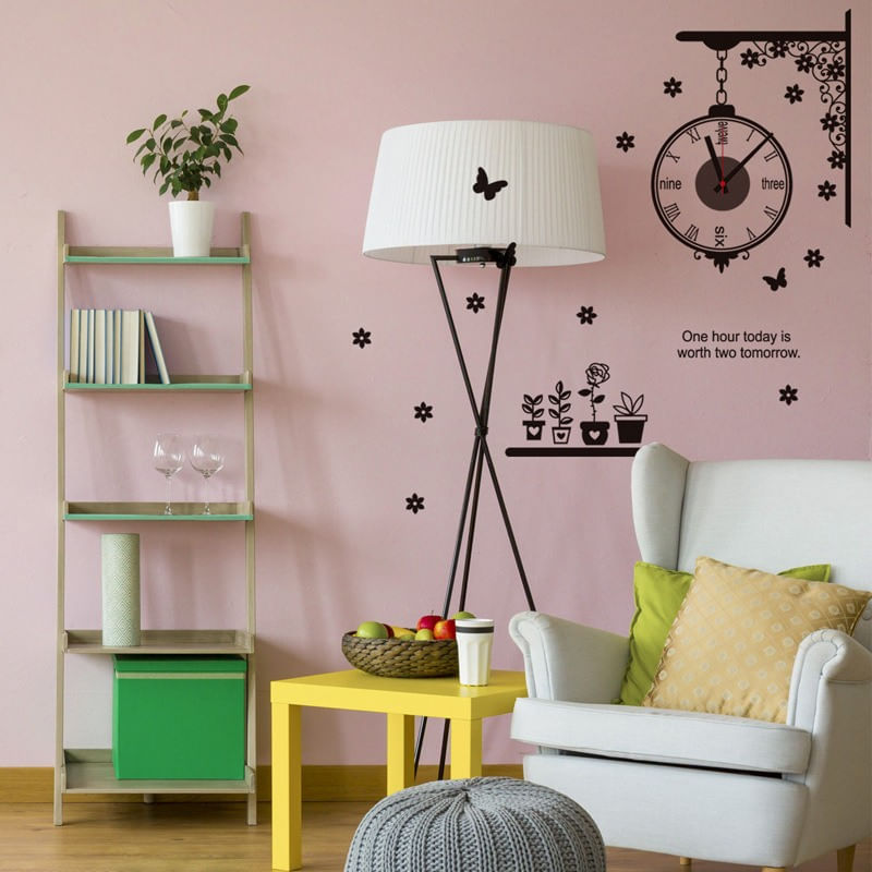 Casa si Gradina - Decoratiuni - Tapet - Ceas decorativ de perete, Vintage, Ceas cu Autocolant, 40 cm, CD884 - Infinity.ro