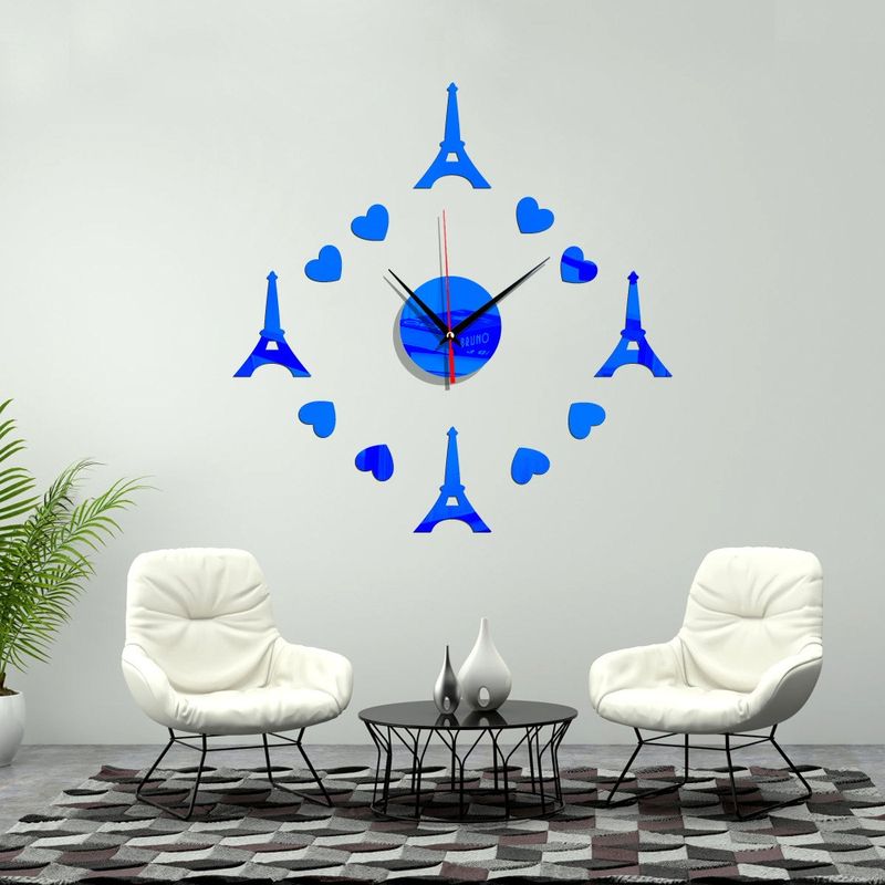 Casa si Gradina - Decoratiuni - Decoratiuni perete - Ceas decorativ de perete, Turnul Eiffel, Oglinda acrilica, 40 cm, MC-077 - Infinity.ro