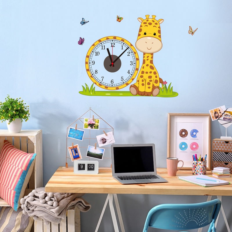Casa si Gradina - Decoratiuni - Tapet - Ceas decorativ de perete, Girafa, Ceas cu Autocolant, 53 cm, CD865 - Infinity.ro