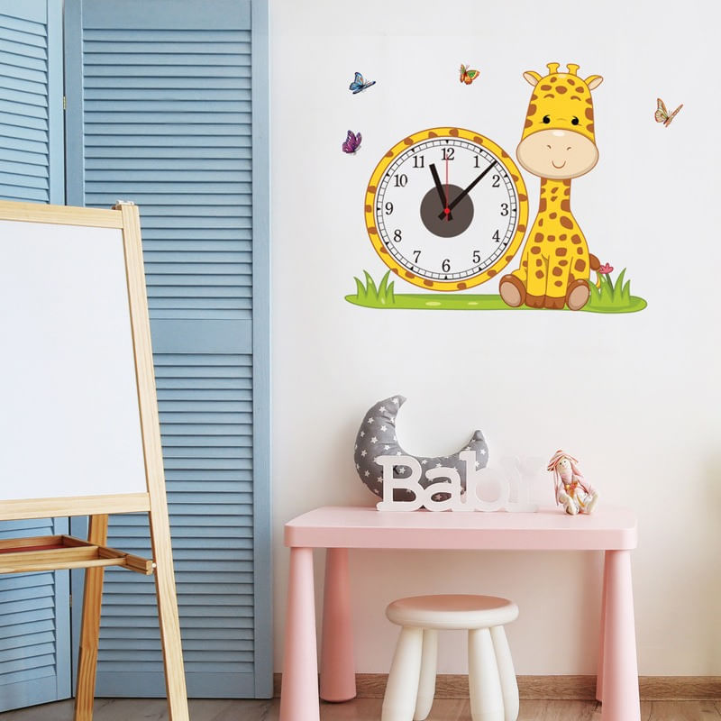 Casa si Gradina - Decoratiuni - Tapet - Ceas decorativ de perete, Girafa, Ceas cu Autocolant, 53 cm, CD865 - Infinity.ro