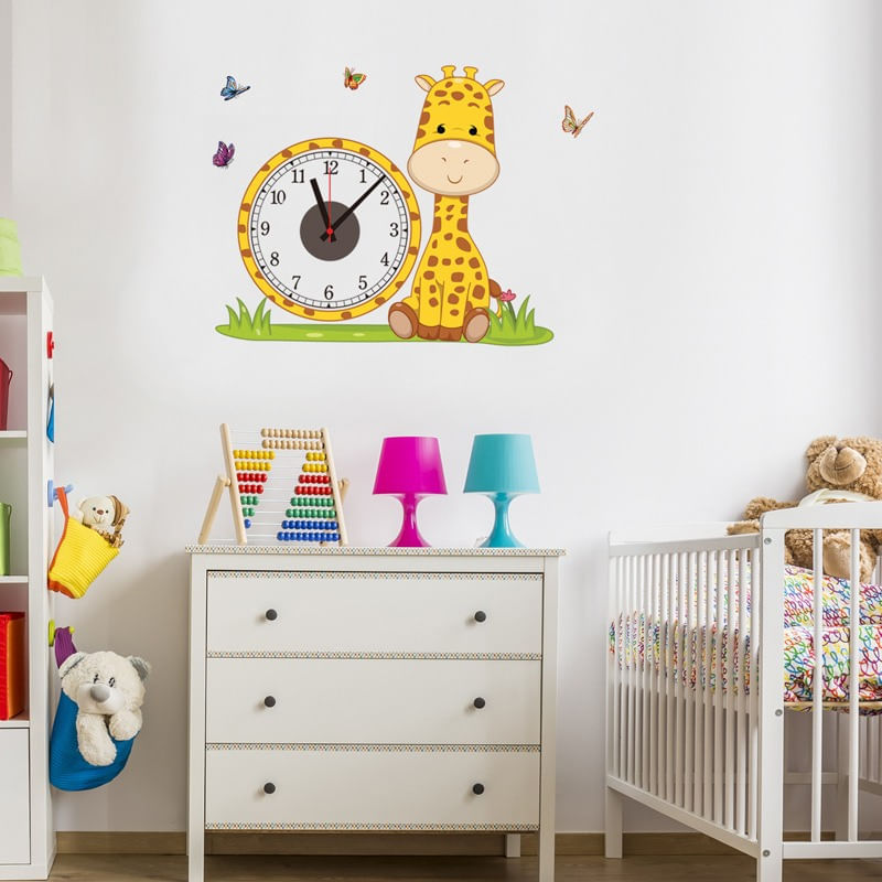 Casa si Gradina - Decoratiuni - Tapet - Ceas decorativ de perete, Girafa, Ceas cu Autocolant, 53 cm, CD865 - Infinity.ro