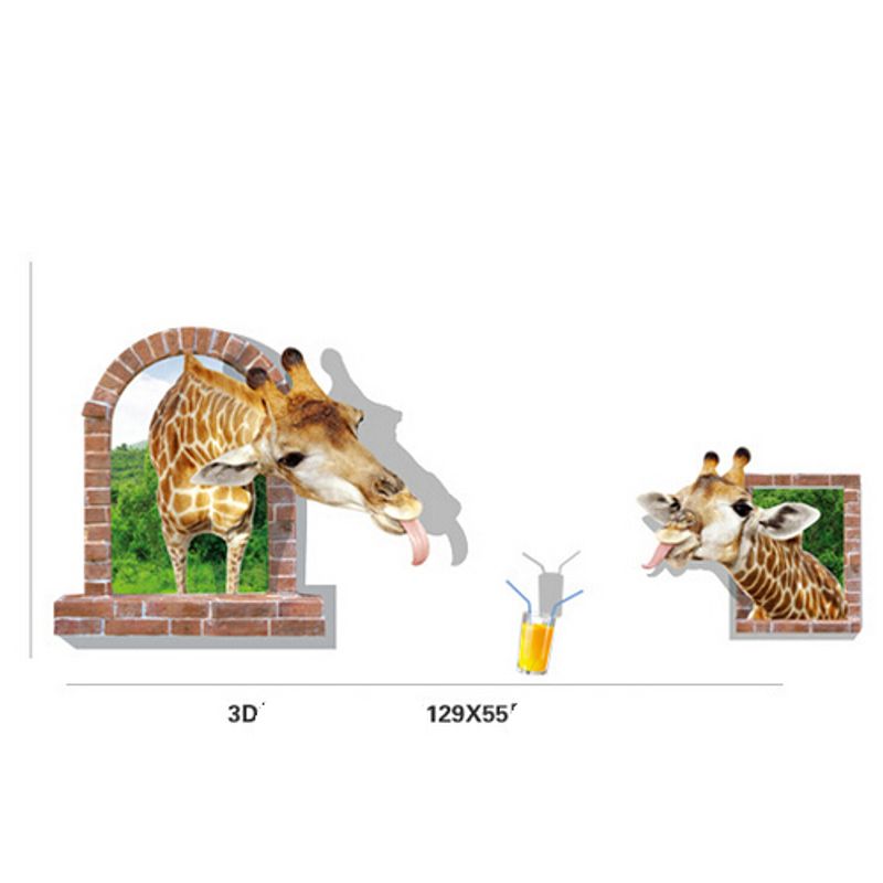 Casa si Gradina - Decoratiuni - Stickere decorative - Sticker decorativ, fereastra cu 2 girafe 130 cm, 60STK - Infinity.ro