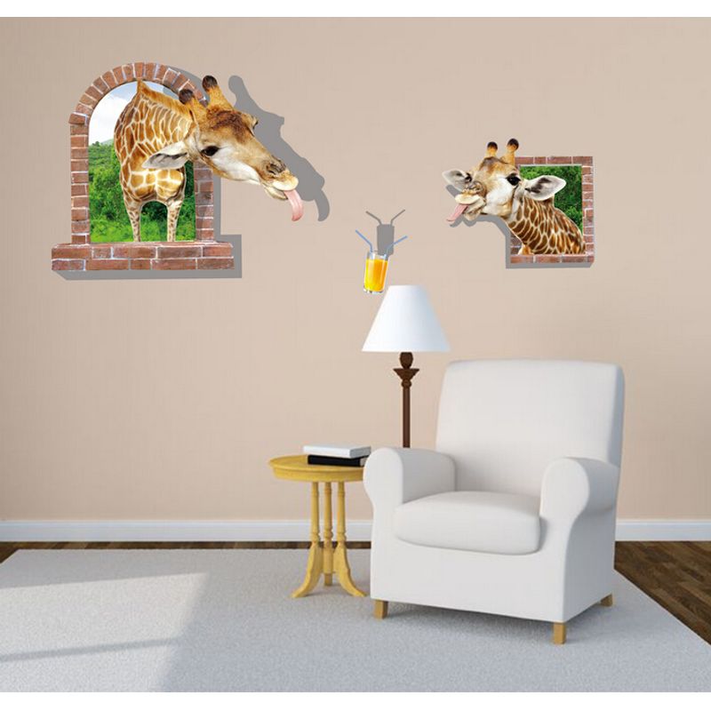 Casa si Gradina - Decoratiuni - Stickere decorative - Sticker decorativ, fereastra cu 2 girafe 130 cm, 60STK - Infinity.ro