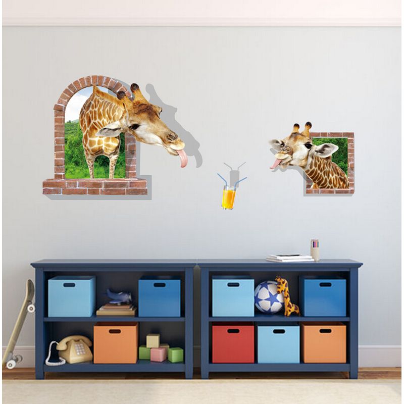Casa si Gradina - Decoratiuni - Stickere decorative - Sticker decorativ, fereastra cu 2 girafe 130 cm, 60STK - Infinity.ro