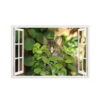 Casa si Gradina - Decoratiuni - Stickere decorative - Sticker decorativ, Fereastra 3D, Pisica, 85 cm, 503STK - Infinity.ro