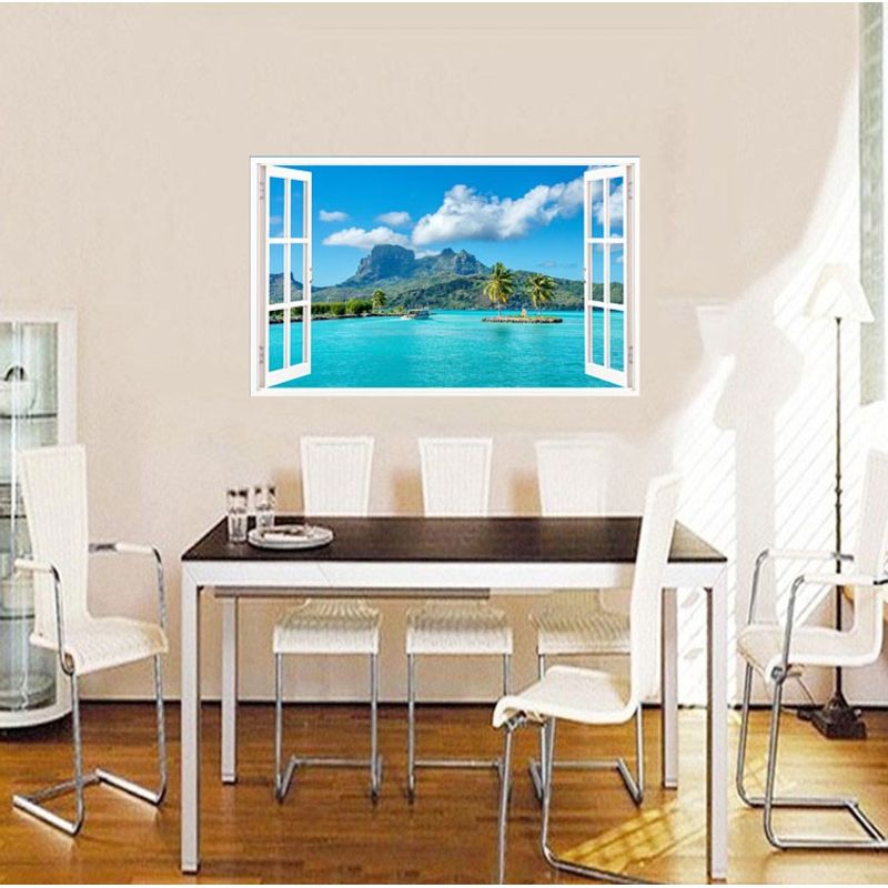 Casa si Gradina - Decoratiuni - Stickere decorative - Sticker decorativ, Fereastra 3D, Ocean, 85 cm, 554STK - Infinity.ro