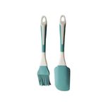 Casa si Gradina - Bucatarie si vesela - Ustensile bucatarie - Pensule, spatule si teluri bucatarie - Set Spatula si Pensula din plastic cu silicon, turcoaz, 24 cm, 371COF - Infinity.ro