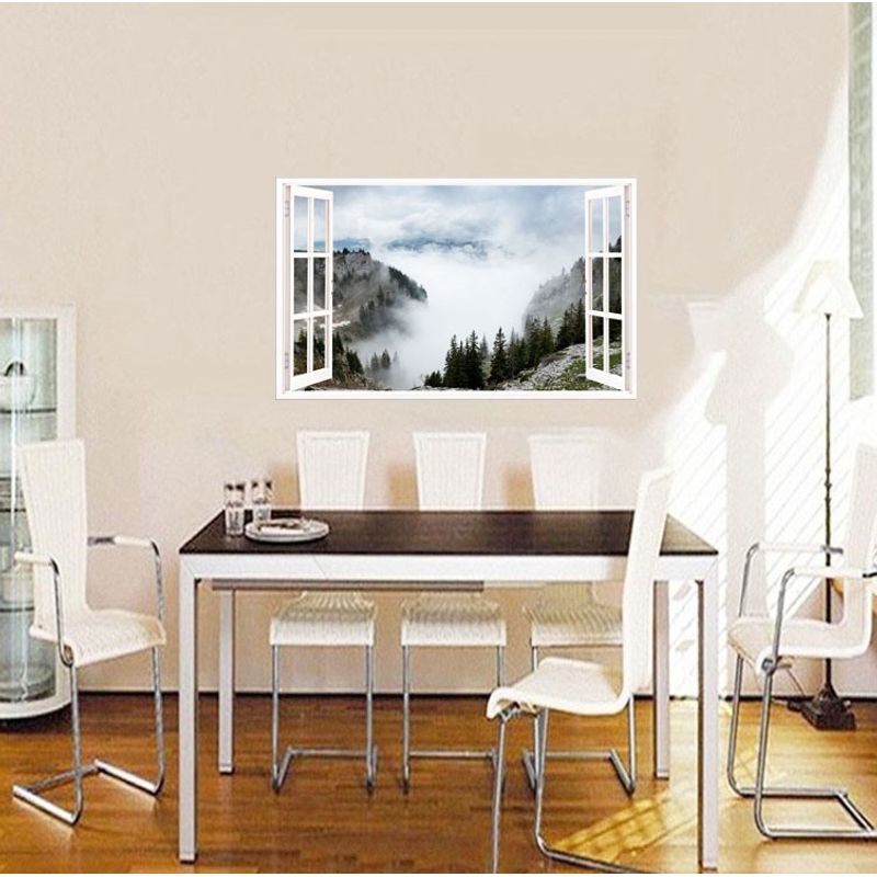 Casa si Gradina - Decoratiuni - Stickere decorative - Sticker decorativ, Fereastra 3D, Munte, 85 cm, 630STK - Infinity.ro