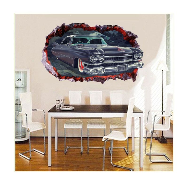 Casa si Gradina - Decoratiuni - Stickere decorative - Sticker decorativ, Gaura in perete 3D, Masina, 80 cm, 1007STK-1 - Infinity.ro