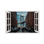 Casa si Gradina - Decoratiuni - Stickere decorative - Sticker decorativ, Fereastra 3D, Manhattan Bridge, 85 cm, 571STK - Infinity.ro