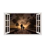 Casa si Gradina - Decoratiuni - Stickere decorative - Sticker decorativ, Fereastra 3D, Tatal sicopilul, 85 cm, 595STK - Infinity.ro