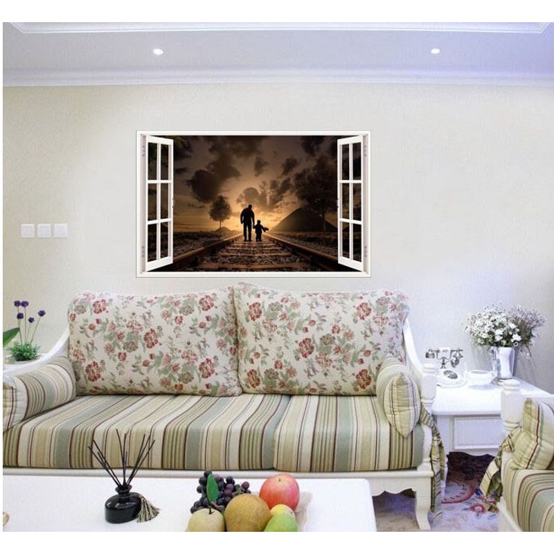 Casa si Gradina - Decoratiuni - Stickere decorative - Sticker decorativ, Fereastra 3D, Tatal sicopilul, 85 cm, 595STK - Infinity.ro