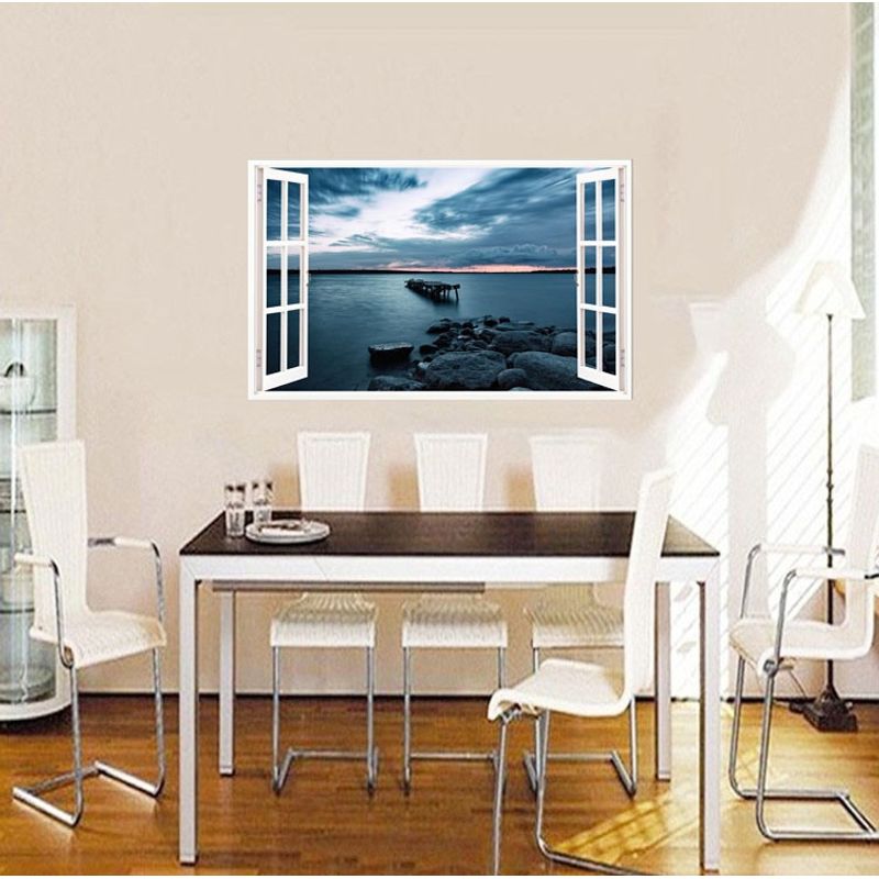 Casa si Gradina - Decoratiuni - Stickere decorative - Sticker decorativ, Fereastra 3D, Ocean, 85 cm, 556STK - Infinity.ro
