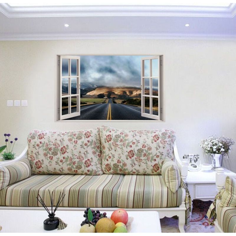 Casa si Gradina - Decoratiuni - Stickere decorative - Sticker decorativ, Fereastra 3D, Sosea, 85 cm, 518STK - Infinity.ro