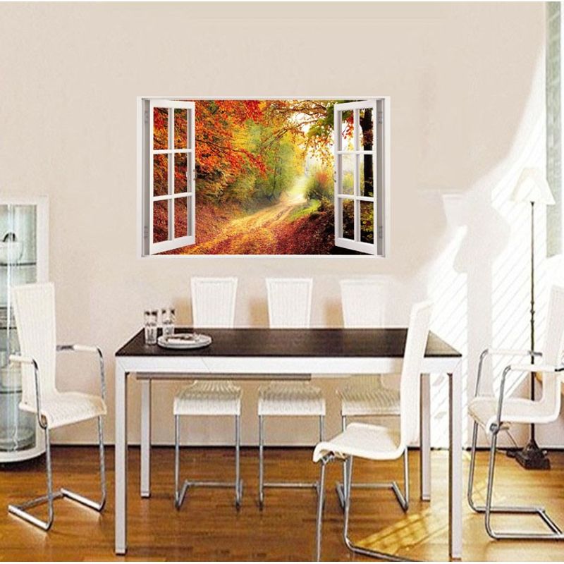 Casa si Gradina - Decoratiuni - Stickere decorative - Sticker decorativ, Fereastra 3D, Padure, 85 cm, 540STK - Infinity.ro