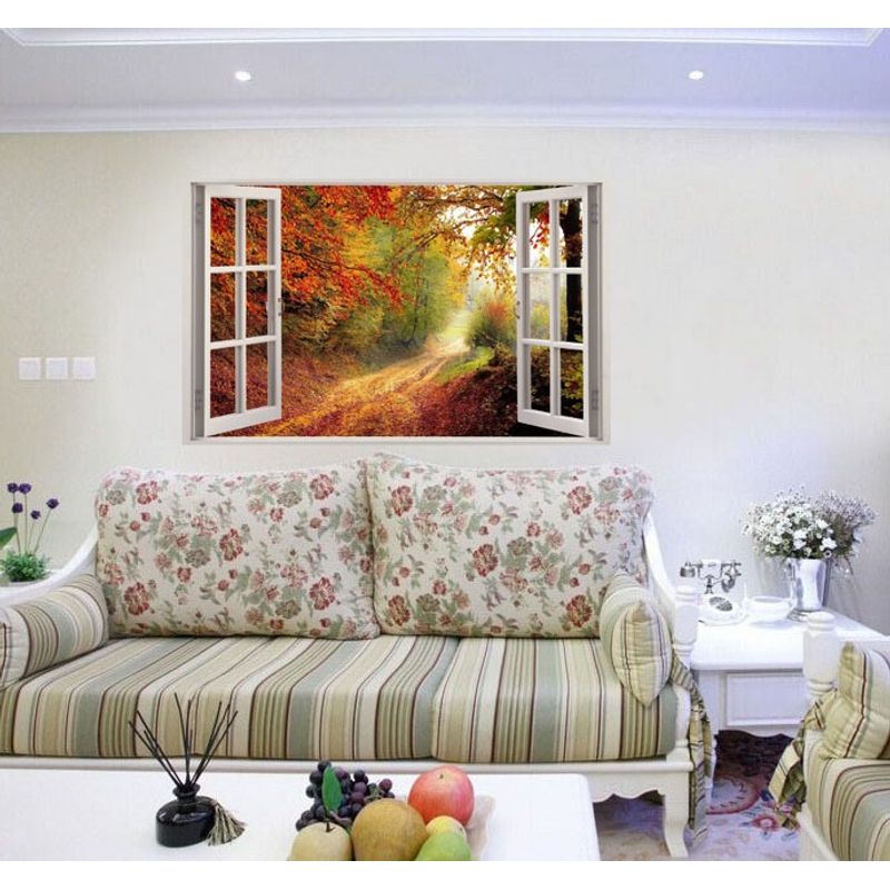 Casa si Gradina - Decoratiuni - Stickere decorative - Sticker decorativ, Fereastra 3D, Padure, 85 cm, 540STK - Infinity.ro