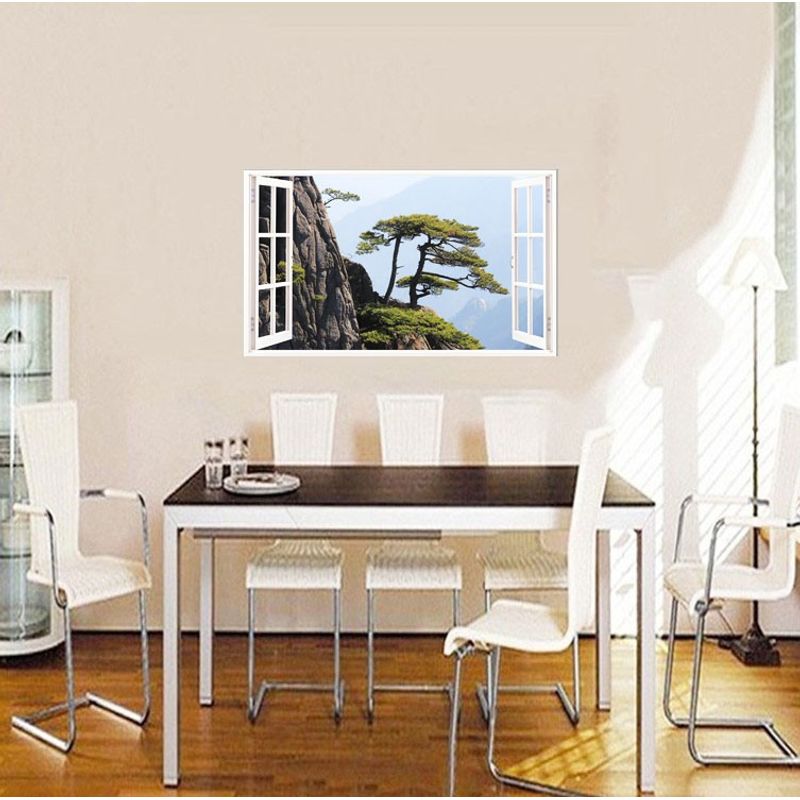 Casa si Gradina - Decoratiuni - Stickere decorative - Sticker decorativ, Fereastra 3D, Peisaj de munte, 85 cm, 579STK - Infinity.ro