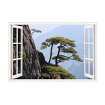 Casa si Gradina - Decoratiuni - Stickere decorative - Sticker decorativ, Fereastra 3D, Peisaj de munte, 85 cm, 579STK - Infinity.ro