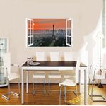 Casa si Gradina - Decoratiuni - Stickere decorative - Sticker decorativ, Fereastra 3D, Turnul eiffel, 85 cm, 565STK - Infinity.ro