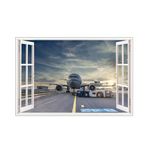 Casa si Gradina - Decoratiuni - Stickere decorative - Sticker decorativ, Fereastra 3D, Avion, 85 cm, 646STK - Infinity.ro