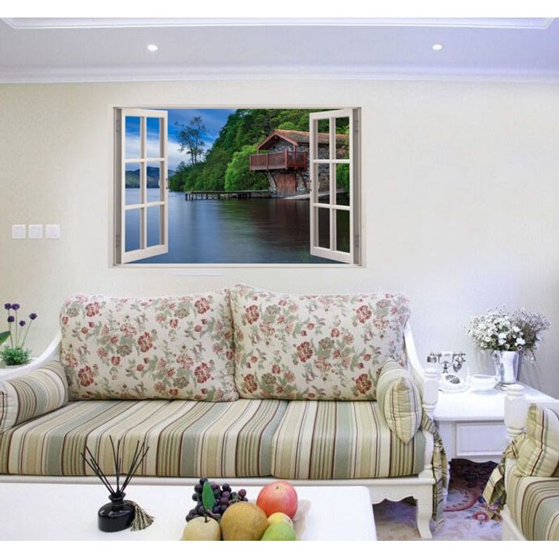Casa si Gradina - Decoratiuni - Stickere decorative - Sticker decorativ, Fereastra 3D, Apa, 85 cm, 535STK - Infinity.ro