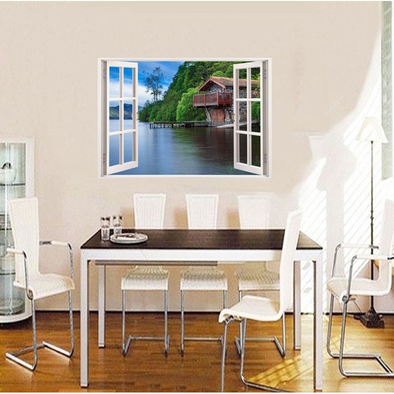Casa si Gradina - Decoratiuni - Stickere decorative - Sticker decorativ, Fereastra 3D, Apa, 85 cm, 535STK - Infinity.ro