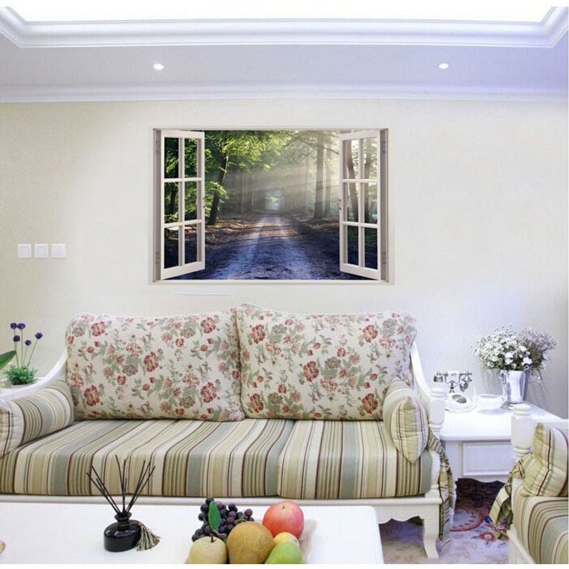 Casa si Gradina - Decoratiuni - Stickere decorative - Sticker decorativ, Fereastra 3D, Padure, 85 cm, 517STK - Infinity.ro