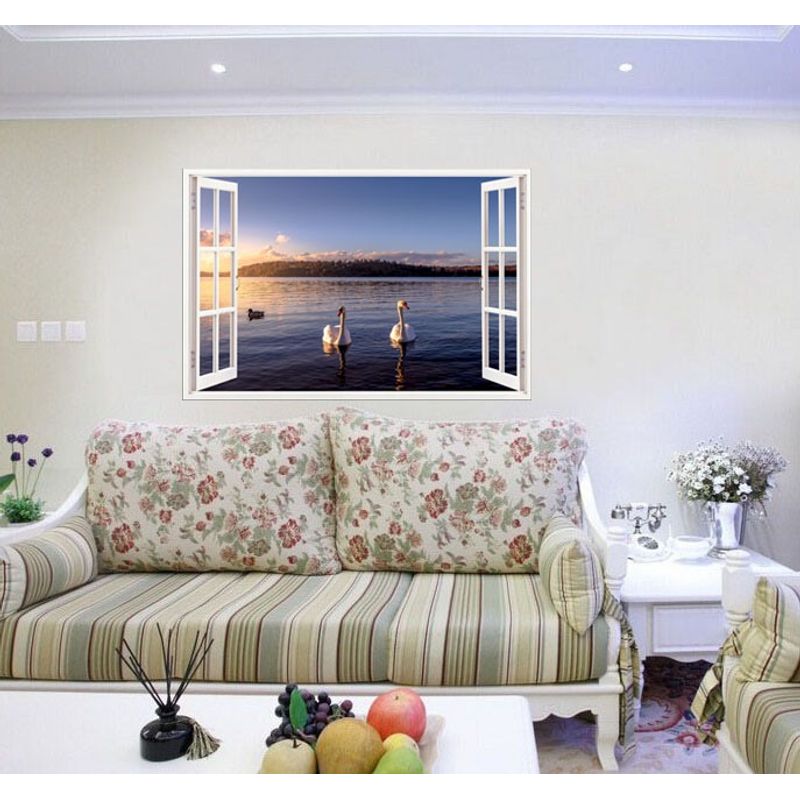 Casa si Gradina - Decoratiuni - Stickere decorative - Sticker decorativ, Fereastra 3D, Ocean, 85 cm, 555STK - Infinity.ro