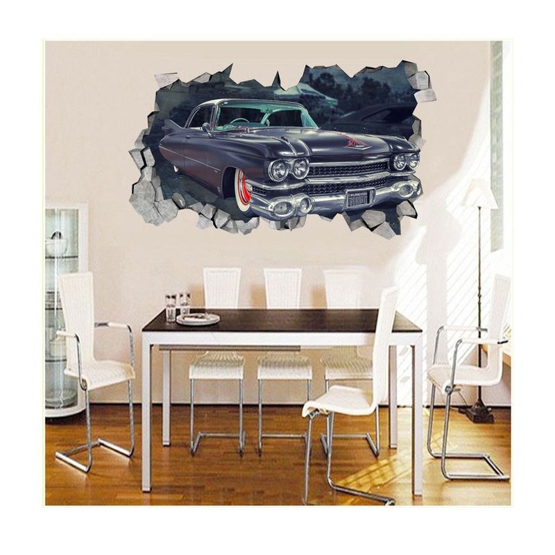Casa si Gradina - Decoratiuni - Stickere decorative - Sticker decorativ, Gaura in perete 3D, Masina, 80 cm, 1007STK-2 - Infinity.ro