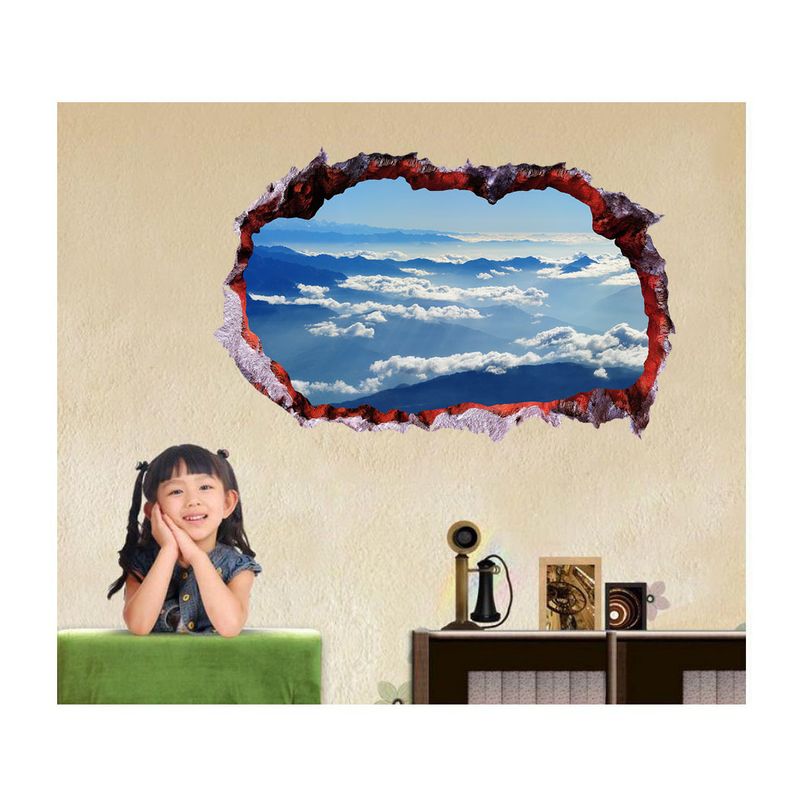 Casa si Gradina - Decoratiuni - Stickere decorative - Sticker decorativ, Gaura in perete 3D, Cer, 85 cm, 339STK-1 - Infinity.ro