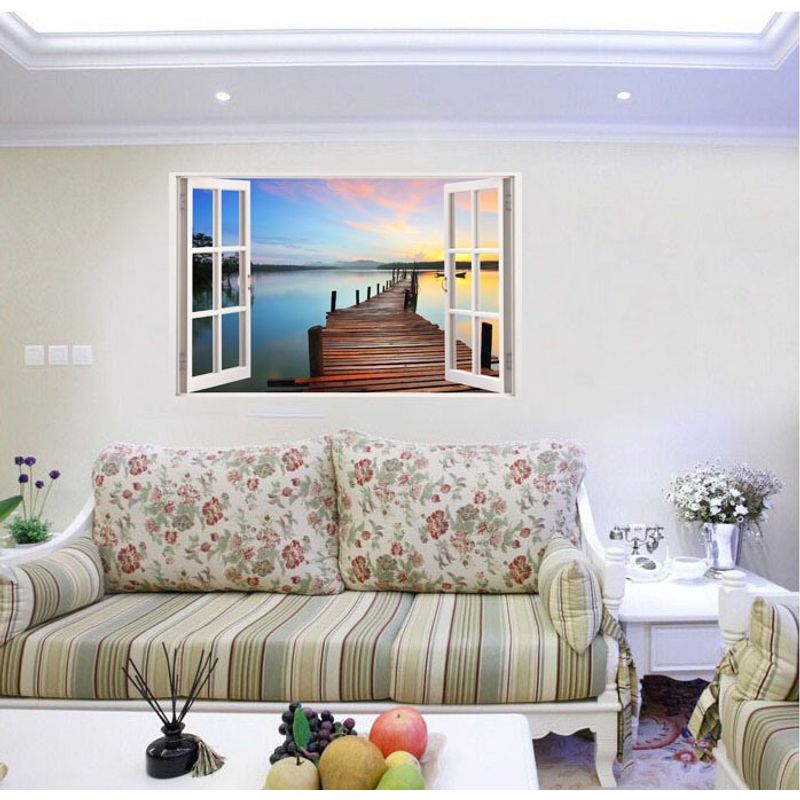 Casa si Gradina - Decoratiuni - Stickere decorative - Sticker decorativ, Fereastra 3D, Apa, 85 cm, 530STK - Infinity.ro