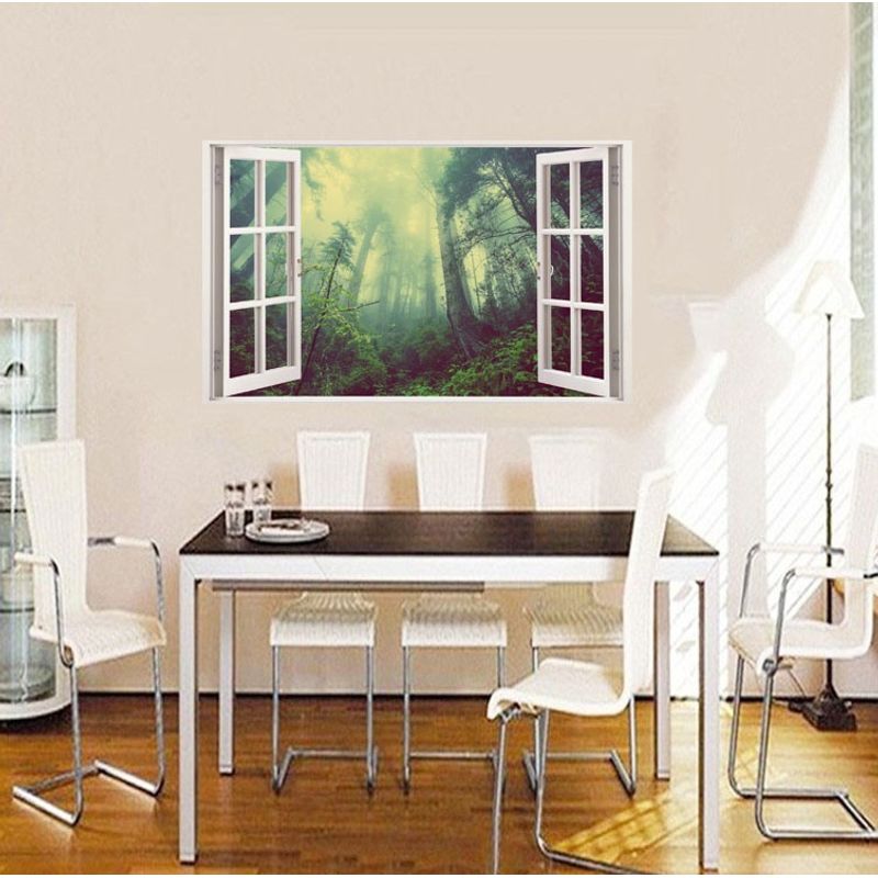 Casa si Gradina - Decoratiuni - Stickere decorative - Sticker decorativ, Fereastra 3D, Padure, 85 cm, 541STK - Infinity.ro