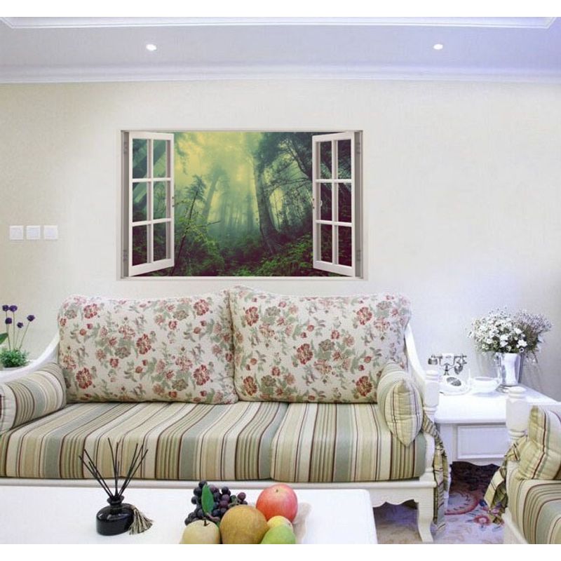 Casa si Gradina - Decoratiuni - Stickere decorative - Sticker decorativ, Fereastra 3D, Padure, 85 cm, 541STK - Infinity.ro